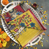 Vriksham Red Madhubani Artisan Hand Printed Pen Kalamkari Saree-VS4793